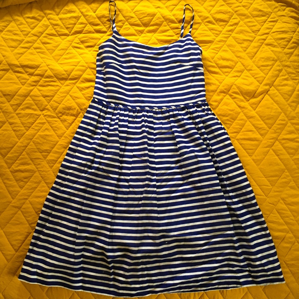 J.Crew Blue Striped Linen Sundress